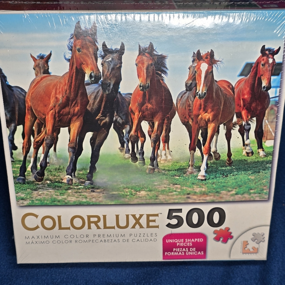 Wild Run Horses-500 Pc Jigsaw Puzzle-18" x 24"-Family Fun,poster,game,kids,toy